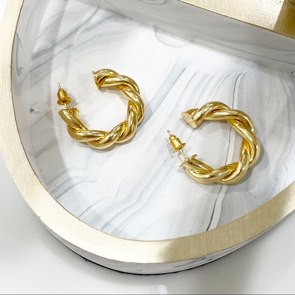 14k Gold Filled Twist Hoops - Picture 4 of 4